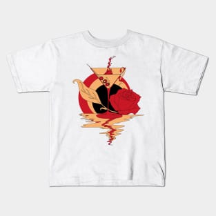 Red and Cream Martini and Rose Kids T-Shirt